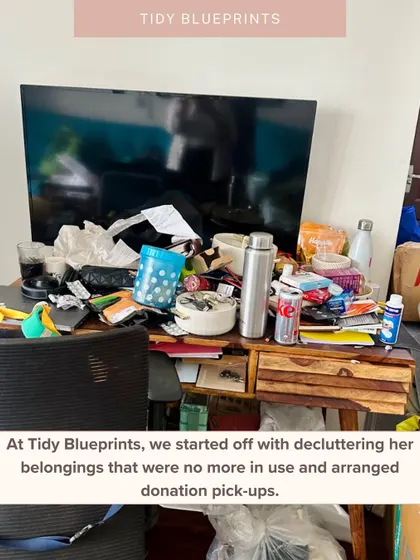 This was the starting point for a major transformation. A desk and room buried under clutter, showing how easily things can pile up when you're balancing a demanding career and life.