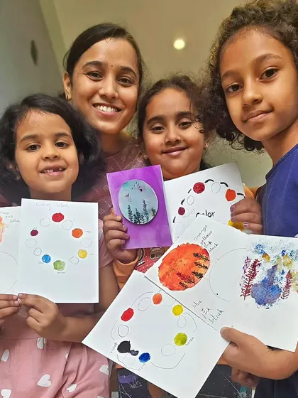 It is so refreshing to interact with creative minds, especially these three adorable children. Though I do not usually teach kids, they were excellent students and we had a wonderful time learning about color and art.