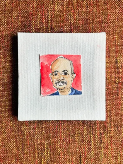 A tiny watercolour portrait of my brother-in-law, Rupesh. A small thank you for being a great example of strength and family commitment.