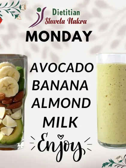 Start your week with this energizing Monday smoothie. It's a simple blend of avocado, banana, and almond milk, providing healthy fats and sustained energy to kickstart your day.