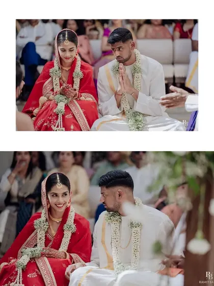 Candid moments from a wedding ceremony at Alila Fort. The groom's playful glance at the bride captures the real, unscripted emotions of the day.