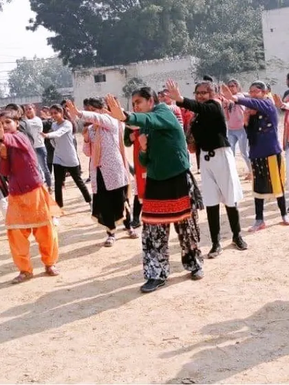 Teaching basic self-defence stances and blocks to a large group of students at a government school. It's my mission to make these essential skills accessible to all.