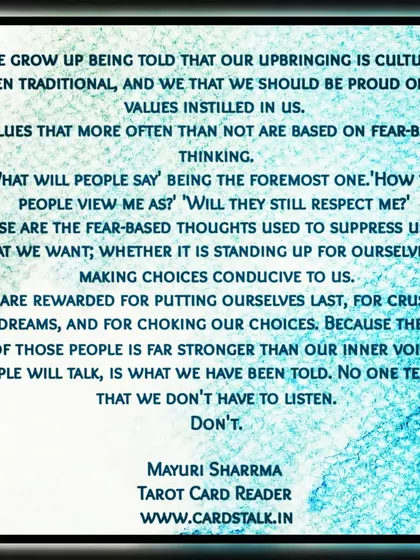 We are often taught to fear what people will say. My work is about helping you realize that you don't have to listen to that voice. Your inner voice is the only one that matters.