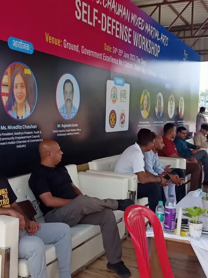 On the panel at the JSC Mixed Martial Arts for Self-Defense workshop, alongside esteemed members of the organizing team.