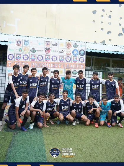 The U15 team celebrates together after securing their spot in the semi-finals.