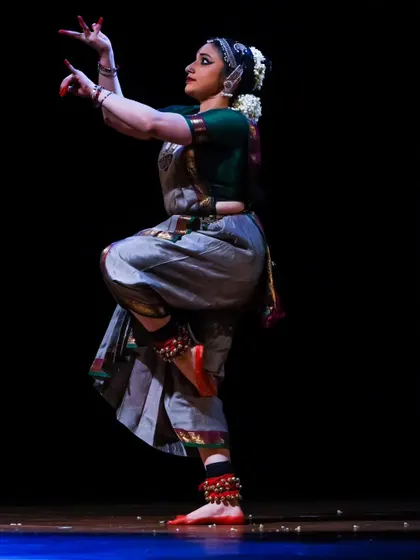 A classic stance from Meera Sreenarayanan, demonstrating excellent form and control.