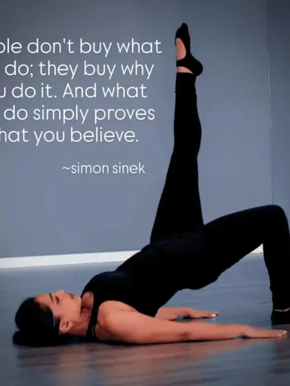 This is the Shoulder Bridge, a fantastic exercise for spinal articulation and glute strength. The quote from Simon Sinek here really speaks to my "why" for teaching Pilates with a focus on awareness and purpose.