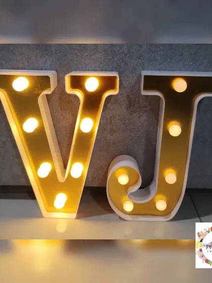 These VJ marquee letter lights are a great way to personalize a space. They were part of a larger gift set for actor Vijayendra Kumeria.