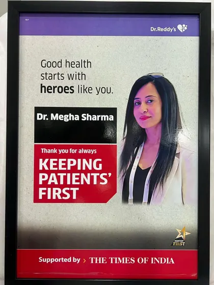 A wonderful token of appreciation from Dr. Reddy's and The Times of India. The message "Good health starts with heroes like you" is a powerful reminder of the responsibility we have to always keep our patients first.