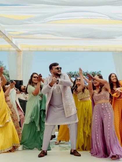 And it's THE GANG, all set to conquer the dance floor at the Haldi ceremony.