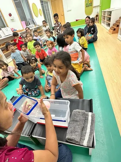Each activity, from making Bhel Puri and toast to plucking methi leaves and exploring what floats, is a lesson in itself. These practical life and sensorial activities are central to the Montessori method, helping children develop fine motor skills, concentration, and a deep understanding of the world through their own actions.