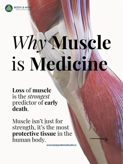 This infographic explains a core principle of my practice: muscle is medicine. Maintaining muscle mass is crucial for metabolic health and longevity, as it is the body's most protective tissue against age-related decline.