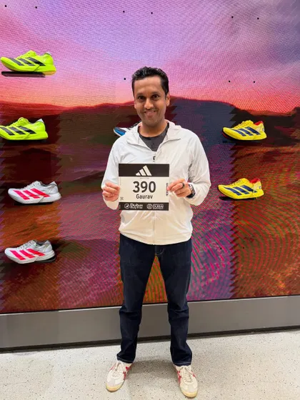Ready to take on the Dubai Marathon. Spirits are high, and the adrenaline is pumping.