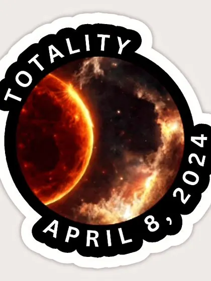 A sticker commemorating the total solar eclipse of April 8, 2024. These celestial events are powerful moments in time, reminding us of the vast energies at play in our universe.