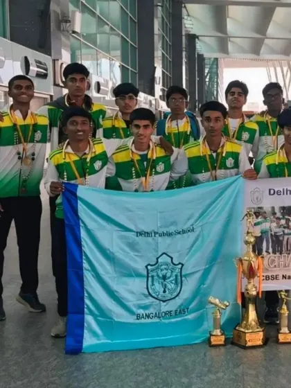 Our players from DPS East celebrate winning the CBSE Nationals championship in Bhopal, a testament to their hard work managing both school and academy football.