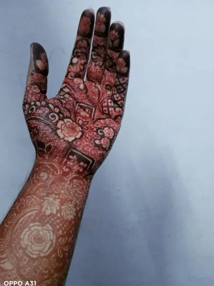 This is a 24 hour stain from a cone that was a month old. I was amazed at how dark the color still came out, which shows the quality of my henna paste.