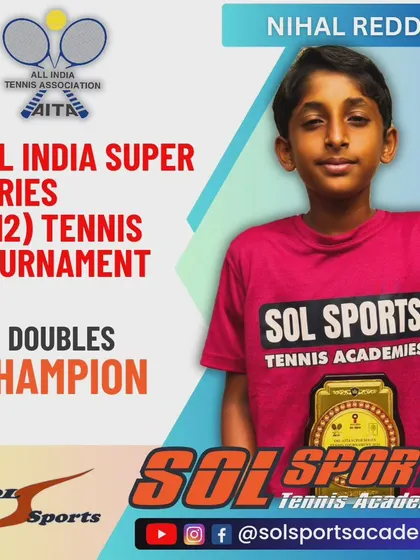 Congratulations to Nihal Reddy for winning the Boys U12 doubles title at the AITA Nationals Super Series tennis tournament. His talent and hard work are truly paying off.