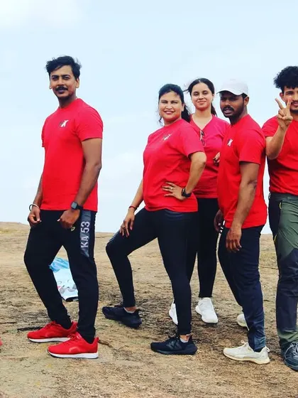 The squad striking a pose mid-trek. We always take time to have fun and enjoy the journey together.