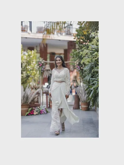 The bride's solo walk at her welcome event in Goa.