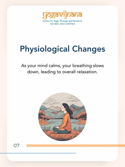 Trataka, or focused gazing, is a powerful yogic practice for calming the mind. As this graphic shows, it leads to physiological changes like slower breathing and deep relaxation.