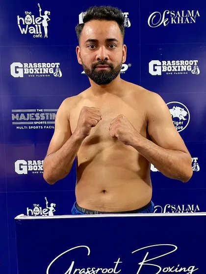 A fighter looking focused and ready at the official weigh-in.