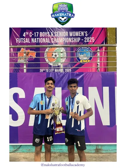 Our players Shuchith and Roshan representing Karnataka and securing the Runner Up trophy at the U-17 Futsal National Championship.