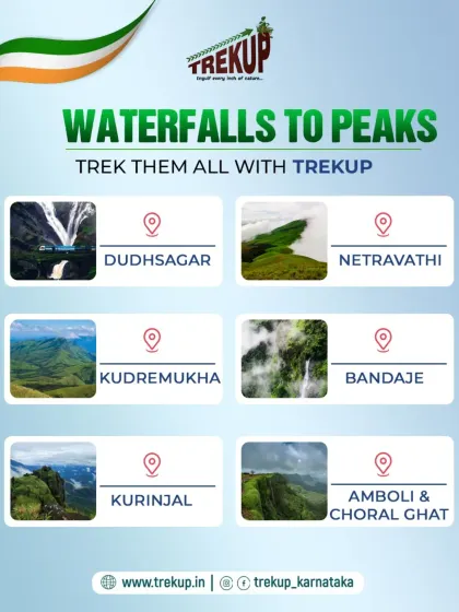 From waterfalls to peaks, you can trek them all with me. This graphic lists some of the top monsoon treks I offer across the Western Ghats.