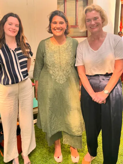 Our founder, Helen Issar, with the Norwegian Ambassador, May-Elin Stener. These visits are a wonderful opportunity to share our unique pedagogy and build connections with the global community.