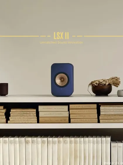 The KEF LSX II, shown here in a striking blue, delivers unmatched sound innovation. Its compact design houses a wealth of technology, providing a high-resolution audio experience that fits on any bookshelf.