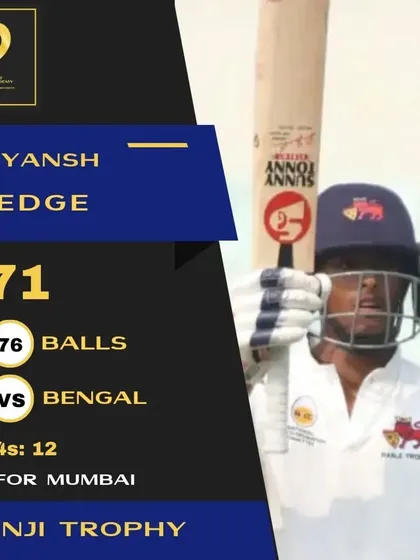 Making a powerful statement on his Ranji Trophy debut. Suryansh Shedge scored a crucial 71 for Mumbai against Bengal, showcasing his readiness for senior-level cricket.