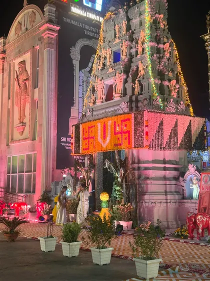 Catering for a sacred event at the Tirupati Balaji Temple in Delhi. This image captures the beautifully decorated temple during the Ganesh Utsav celebration, an event I was honoured to be a part of.