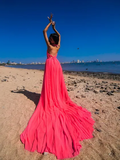 A throwback to when I designed and stitched this gown myself for a photoshoot at Marine Drive. It’s all about creating your own Cannes moment.