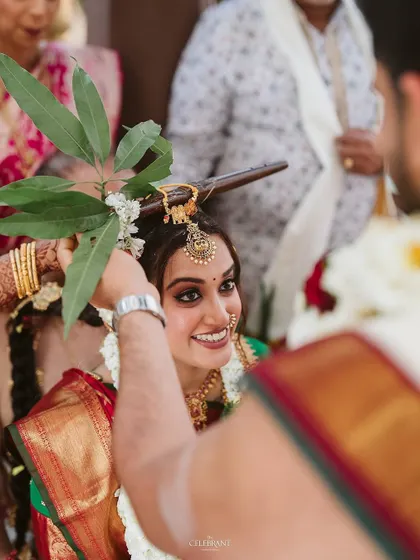 Another beautiful moment from the ceremony. The bride's makeup is waterproof and long-lasting, ensuring she looks perfect through all the rituals and emotions.
