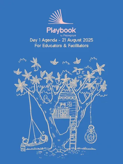 The agenda for Day 1 of The Playbook, a full day dedicated to educators and facilitators to experience learning through play.
