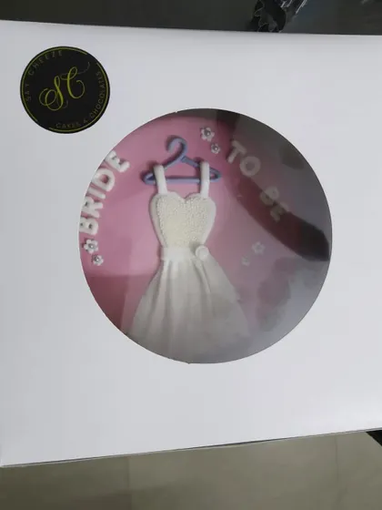 The "Bride to Be" cake, all packed up and ready to go. I take great care in packaging to ensure every cake arrives looking perfect.