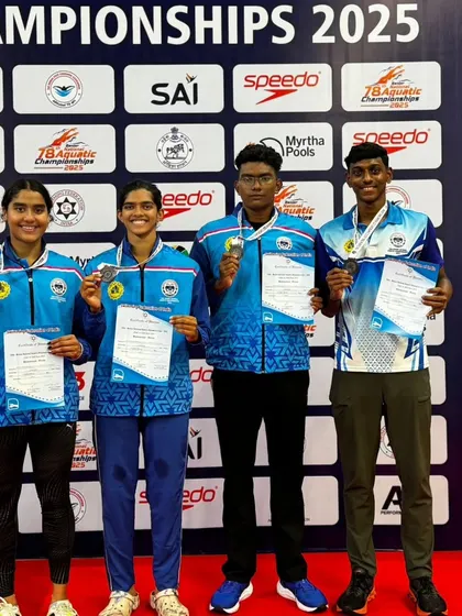 The bronze-winning 4x100m Mixed Medley Relay team.