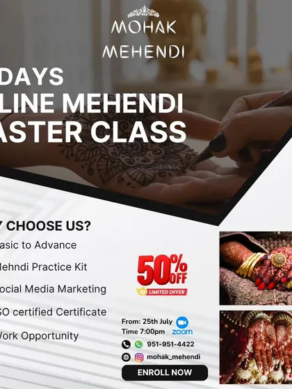 The wait is over. You can now unlock your inner potential and learn mehndi from the comfort of your home with our online masterclass.