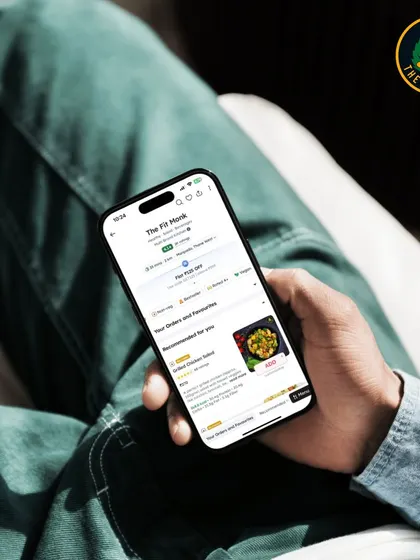 Healthy food is just a few taps away. This image shows how easy it is to order from The Fit Monk on your phone.