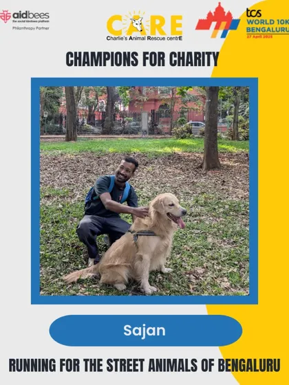 Meet Sajan, one of our champions running for the street animals of Bengaluru in the TCS 10K. We're cheering for all our runners who are going the distance for our cause.