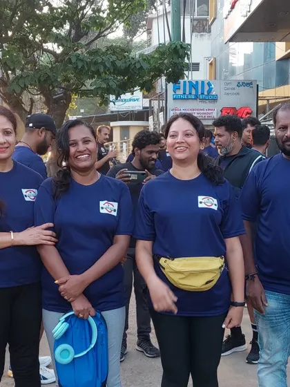 Our members at the starting point of the 5k run, full of excitement. Running together as a team provides motivation that you can't find anywhere else.
