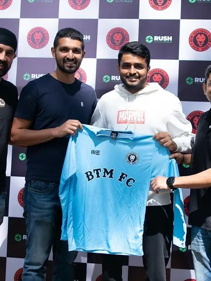 Another one of our players receiving his new kit at the unveil event.