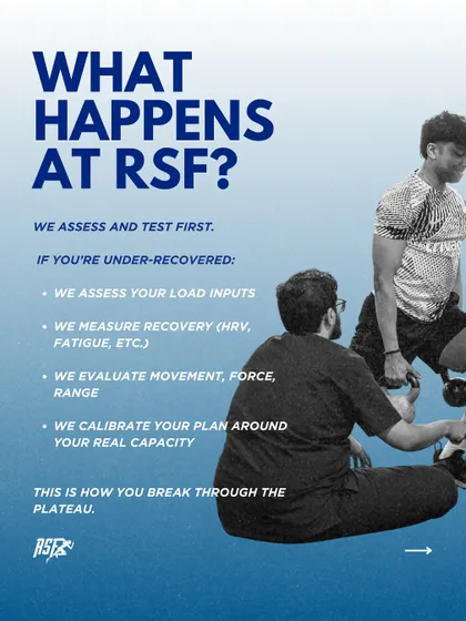 When an athlete is under-recovered, I first assess their load inputs and measure recovery metrics like HRV. Then, I evaluate their movement and force to recalibrate the plan around their real capacity.