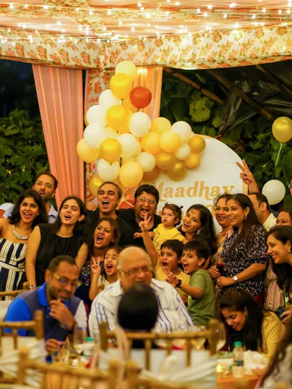 The best part of any event is seeing guests enjoy themselves. Here is a happy moment from a recent birthday party I catered, with everyone gathered around the beautifully decorated tables.