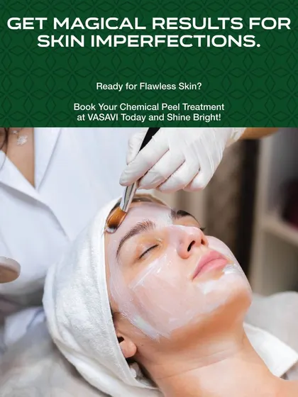 A chemical peel treatment being applied. This procedure uses a chemical solution to remove the outer layers of the skin, revealing smoother, less wrinkled skin underneath. I customize the type and strength of the peel based on the patient's skin concern, whether it's acne, pigmentation, or texture.