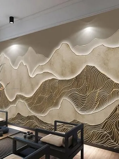 A duplicate of media 97 and 132, showcasing a luxurious and modern wall feature that combines texture and light.