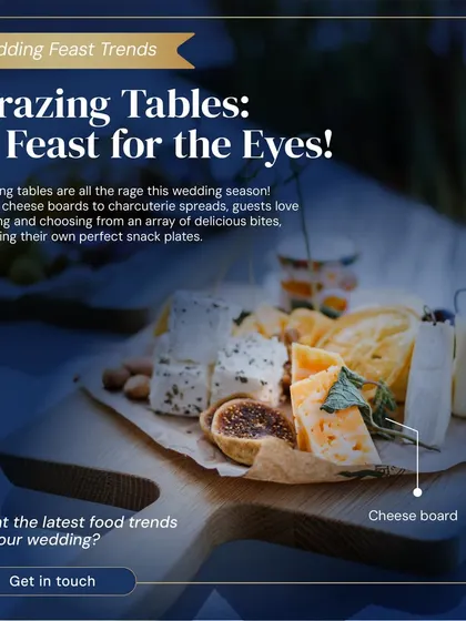 Grazing tables are all the rage. From cheese boards to charcuterie spreads, guests love picking and choosing from an array of delicious bites, creating their own perfect snack plates.