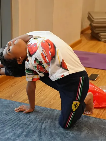 A beautiful expression of Eka Pada Rajakapotasana (One-Legged King Pigeon Pose). This deep backbend and hip opener is a challenging pose that this student is mastering.