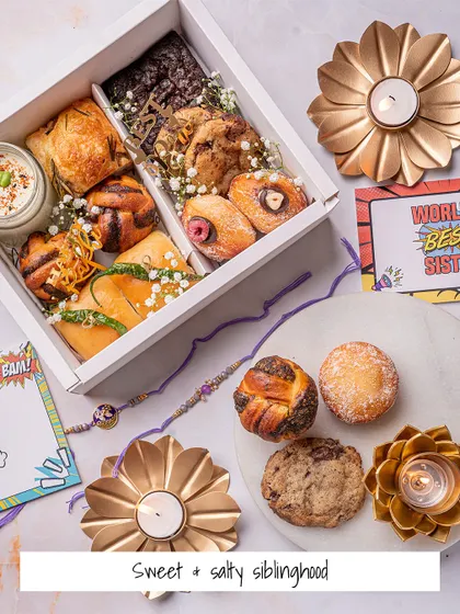 For the sibling relationship that's both sweet and salty. This Rakhi hamper is a mix of our best savory bites and sweet treats, reflecting the beautiful chaos of siblinghood.