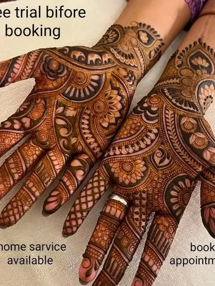 A beautiful Arabic-inspired design with bold floral motifs and delicate shading. I offer a free trial before booking so you can be sure of the quality.