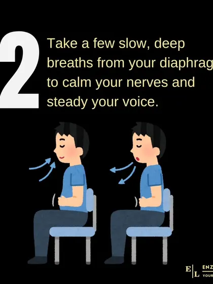 Deep breathing is a powerful tool for calming anxiety. Taking a few slow, deep breaths from your diaphragm before you speak will steady your voice and focus your mind.